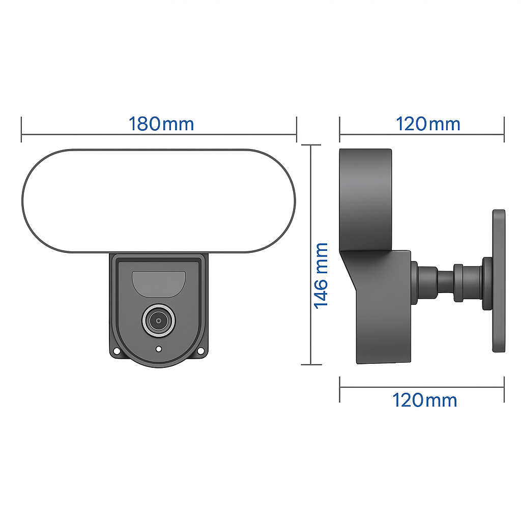 Crestence_Floodlight Security Camera size